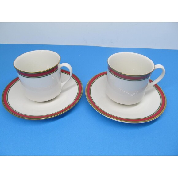 Royal Doulton Ribbon Fine Porcelain Vintage Set Of 2 Cups And 2 Saucers EUC 1986 - Picture 1 of 6
